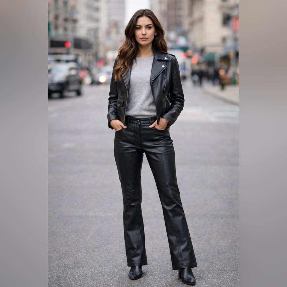 🖤 Laura Leigh Ltd Genuine Leather Pants – Women’s Size 8 Black Bootcut